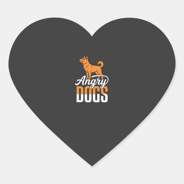 Pegatina En Forma De Corazón Vector Mascota Perros Enojados (Anverso)