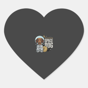 Pegatina En Forma De Corazón Vector perro espacial astronauta Dachshund