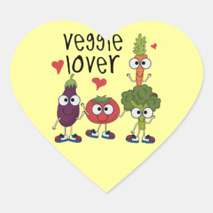 Pegatina En Forma De Corazón Veggie Lover