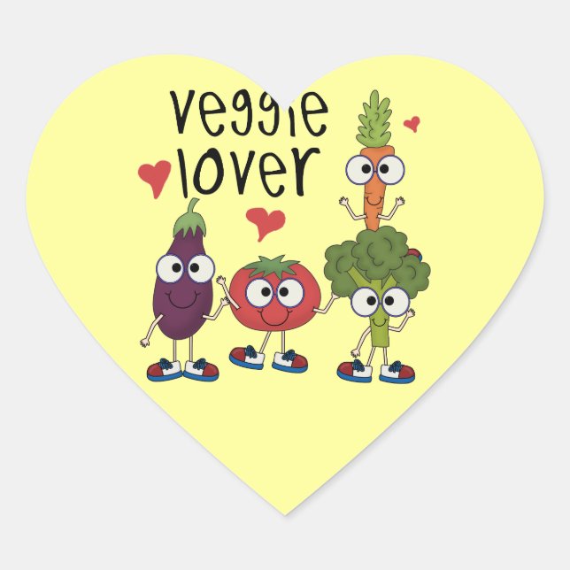 Pegatina En Forma De Corazón Veggie Lover (Anverso)