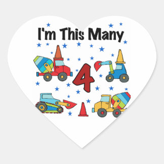 Pegatina En Forma De Corazón Vehículos de construcción Camisetas de cuarto cump