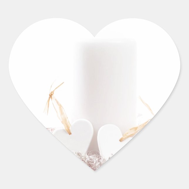 Pegatina En Forma De Corazón Vela y Corazones (Anverso)