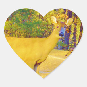 Pegatina En Forma De Corazón Venado de color turbio con azul claro