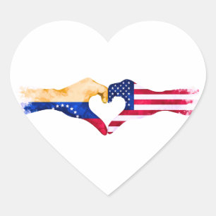 Pegatina En Forma De Corazón 🇻🇪❤️🇺🇸 “Venezolano en USA”