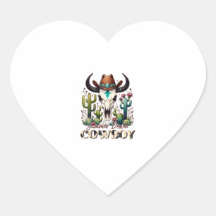 Pegatina En Forma De Corazón Verano abajo Cowboy Cow Skull cactus occidental