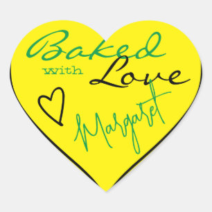 Pegatina En Forma De Corazón Verde amarillo brillante moderno al horno con cora