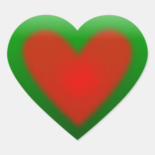 Pegatina En Forma De Corazón Verde con botón 3D del corazón rojo