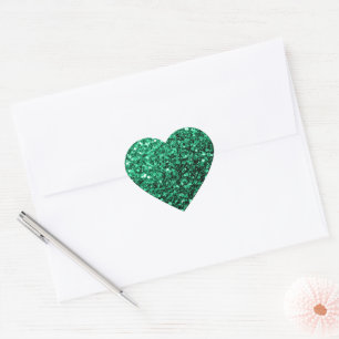 Pegatina En Forma De Corazón Verde esmeralda brillo falso destella