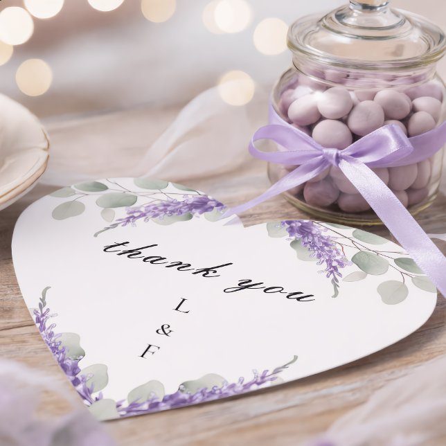 Pegatina En Forma De Corazón Verde Eucalipto Violeta Lavanda Gracias (Subido por el creador)
