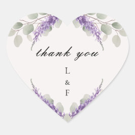 Pegatina En Forma De Corazón Verde Eucalipto Violeta Lavanda Gracias