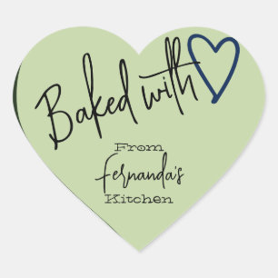 Pegatina En Forma De Corazón Verde horneado con amor en la cocina de