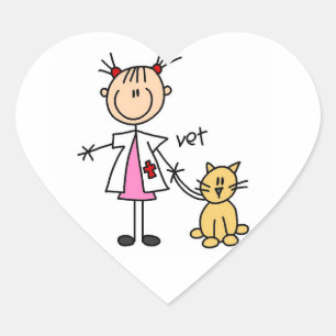 Pegatina En Forma De Corazón Veterinario Figura de Palitos