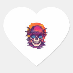 Pegatina En Forma De Corazón Vibe Tropical Skull