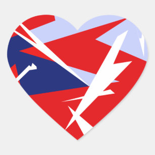 Pegatina En Forma De Corazón Vibes positivas de color rojo azul blanco