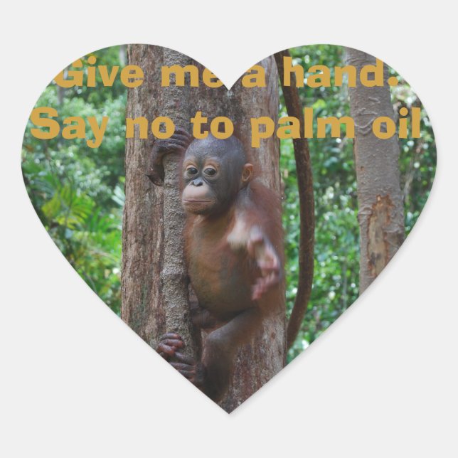 Pegatina En Forma De Corazón Vida silvestre de Orangutan (Anverso)