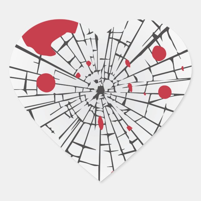 Pegatina En Forma De Corazón vidrio destrozado de halloween (Anverso)