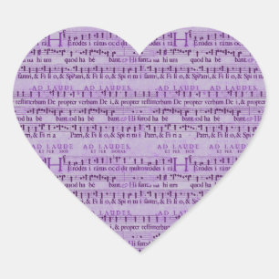 Pegatina En Forma De Corazón Viejo diseño de papel púrpura de la partitura