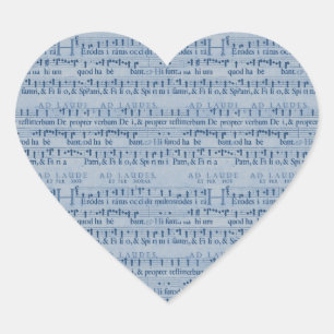 Pegatina En Forma De Corazón Viejo diseño del papel azul de la partitura
