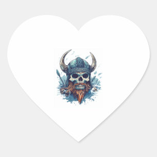 Pegatina En Forma De Corazón Viking Skull Berserker