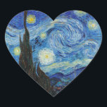 Pegatina En Forma De Corazón Vincent Van Gogh Starry Night Vintage Bella Artes<br><div class="desc">Vincent Van Gogh Starry Night Vintage Bella Artes Pegatina del corazón</div>
