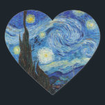 Pegatina En Forma De Corazón Vincent Van Gogh Starry Night Vintage Bella Artes<br><div class="desc">Vincent Van Gogh Starry Night Vintage Bella Artes Pegatina del corazón</div>