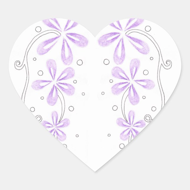 Pegatina En Forma De Corazón Vinos morados florales (Anverso)