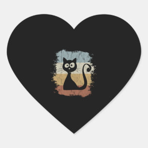 Pegatina En Forma De Corazón Vintage 60 Colores Retro Cómic Cat Cute Kitty Gift
