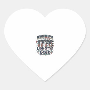 Pegatina En Forma De Corazón Vintage América 1776 Tierra de la Libertad Diseño 