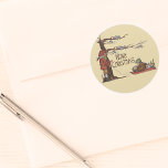 Pegatina En Forma De Corazón Vintage Christmas Sledding<br><div class="desc">Esta vintage tarjeta navideña muestra a dos niños pequeños camino a dormir. El niño mayor está parado al lado de un árbol de invierno, con muchos pájaros pequeños sentados en las ramas. El niño está vestido con un gorra y una chaqueta rojas, y está señalando al niño más pequeño que...</div>
