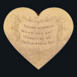 Pegatina En Forma De Corazón Vintage Christmas Tender Recuerdos<br><div class="desc">Este pegatina vintage presenta un corazón con un versículo Navidad y diseño. Este encantador pegatina se puede usar en tarjetas,  sobres,  cestas de regalo,  regalos,  etc. ¡Disfruta de tu nuevo Pegatina de Corazón de Recuerdos Vintage de Navidad!</div>