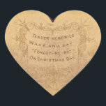 Pegatina En Forma De Corazón Vintage Christmas Tender Recuerdos<br><div class="desc">Este pegatina vintage presenta un corazón con un versículo Navidad y diseño. Este encantador pegatina se puede usar en tarjetas,  sobres,  cestas de regalo,  regalos,  etc. ¡Disfruta de tu nuevo Pegatina de Corazón de Recuerdos Vintage de Navidad!</div>
