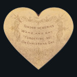 Pegatina En Forma De Corazón Vintage Christmas Tender Recuerdos<br><div class="desc">Este pegatina vintage presenta un corazón con un versículo Navidad y diseño. Este encantador pegatina se puede usar en tarjetas,  sobres,  cestas de regalo,  regalos,  etc. ¡Disfruta de tu nuevo Pegatina de Corazón de Recuerdos Vintage de Navidad!</div>