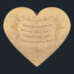 Pegatina En Forma De Corazón Vintage Christmas Tender Recuerdos<br><div class="desc">Este pegatina vintage presenta un corazón con un versículo Navidad y diseño. Este encantador pegatina se puede usar en tarjetas,  sobres,  cestas de regalo,  regalos,  etc. ¡Disfruta de tu nuevo Pegatina de Corazón de Recuerdos Vintage de Navidad!</div>