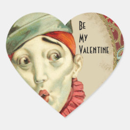 Pegatina En Forma De Corazón Vintage Clown Expression Valentine