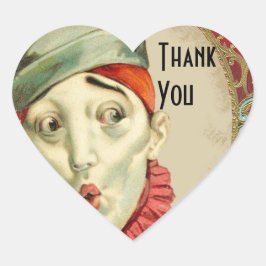 Pegatina En Forma De Corazón Vintage Clown Thank You