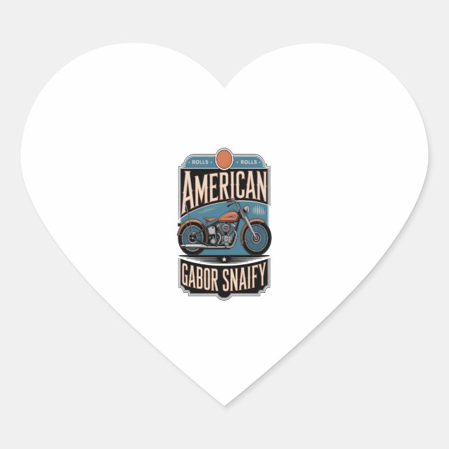 Pegatina En Forma De Corazón Vintage de motocicleta estadounidense (Anverso)