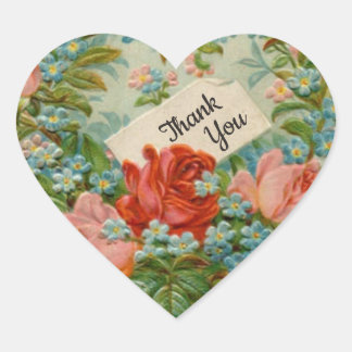 Pegatina En Forma De Corazón Vintage Floral Heart Gracias