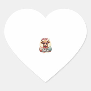 Pegatina En Forma De Corazón Vintage Howdy Honey Pascua Vaca Highland Lindo Con