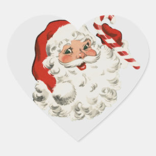 Pegatina En Forma De Corazón Vintage Jolly Santa