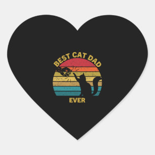Pegatina En Forma De Corazón Vintage mejor padre de gato jamás camiseta clásica