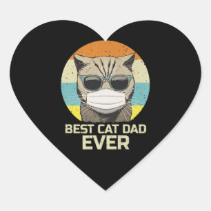 Pegatina En Forma De Corazón Vintage Mejor Papá Gato Nunca Gato Grasa Vestido V