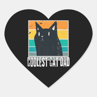 Pegatina En Forma De Corazón Vintage Mens El Padre Gato Más Coolero | Divertido