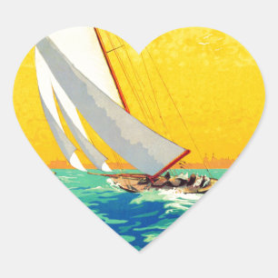 Pegatina En Forma De Corazón Vintage Sail Bots French Travel