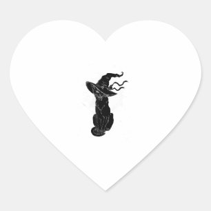 Pegatina En Forma De Corazón Vintage Scary Halloween Black Cat Costume Bruja Ha