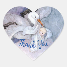 Pegatina En Forma De Corazón Vintage Special Delivery Stork Baby Shower