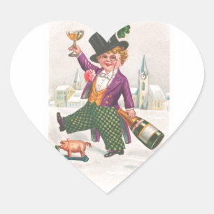 Pegatina En Forma De Corazón Vintage St Patricks Day Shamrock Champagne