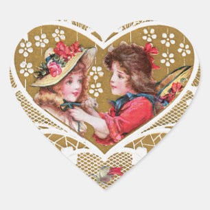 Pegatina En Forma De Corazón Vintage Victorian Valentine