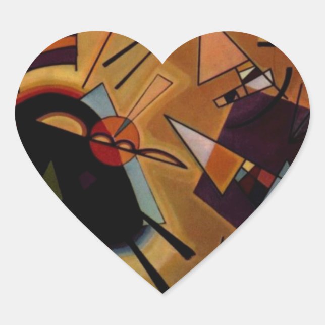 Pegatina En Forma De Corazón Violeta negra de Kandinsky (Anverso)