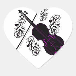 Pegatina En Forma De Corazón Violín, amor Rockefeller_
