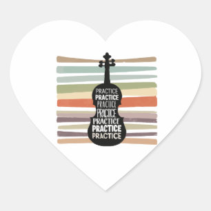 Pegatina En Forma De Corazón violin retro